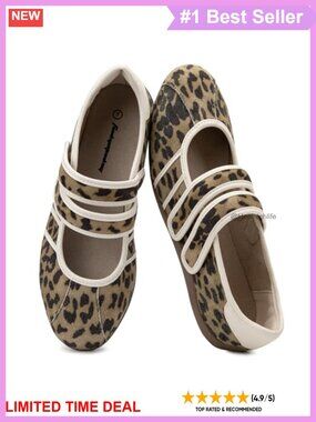 Mary Jane Sneakers Ballet Flat Tennis Shoes Dual Velcro Strap Faux Suede